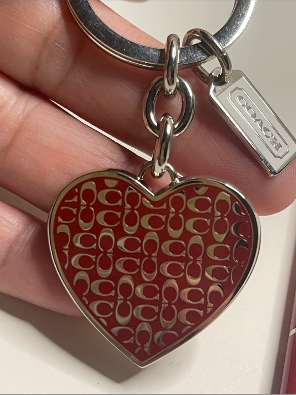 Coach red heart keychain charm and Coach pen nwot